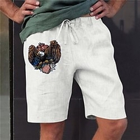 Homme à la mode Designer Droite Short Taille elastique Imprimer Court Pantalon Sport extérieur du"idien Imprimés Photos Aigle Mélange de Coton Confort Respirable Taille médiale Blanche S M L XL miniinthebox