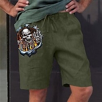 Homme à la mode Designer Droite Short Taille elastique Imprimer Court Pantalon Sport extérieur du"idien Imprimés Photos Crânes Mélange de Coton Confort Respirable Taille médiale Vert Véronèse S M miniinthebox
