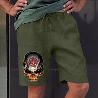 Homme à la mode Designer Droite Short Taille elastique Imprimer Court Pantalon Sport extérieur du"idien Imprimés Photos Crânes Mélange de Coton Confort Respirable Taille médiale Vert Véronèse S M miniinthebox