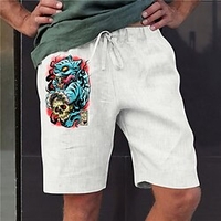 Homme à la mode Designer Droite Short Taille elastique Imprimer Court Pantalon Sport extérieur du"idien Imprimés Photos tigre Mélange de Coton Confort Respirable Taille médiale Blanche S M L XL miniinthebox