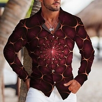 Homme Chemise 3D Print Imprimés Photos Col rabattu Rouge Bleu Vert Gris Extérieur Plein Air manche longue Bouton bas Imprimer Vêtement Tenue Sportif Mode Vêtement de rue Design miniinthebox
