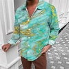 Homme Chemise Abstrait Imprimés Photos Marbre Col rabattu Jaune Bleu Extérieur Plein Air manche longue Bouton bas Imprimer Vêtement Tenue Sportif Mode Vêtement de rue Design miniinthebox