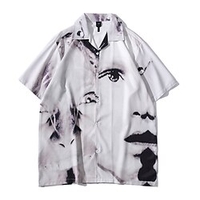 Homme Chemise Abstrait Imprimés Photos Visage humain Col rabattu Gris Plein Air Casual Manches courtes Bouton bas Imprimer Vêtement Tenue Mode Design Respirable miniinthebox