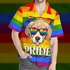 Homme Chemise Chemise hawa enne à imprimé arc-en-ciel Chien Rayé Imprimés Photos Fierté Col rabattu Arc-en-ciel Casual Sortie Manche Courte Bouton bas Imprimer Vêtement Tenue Tropique Mode Hawa en miniinthebox