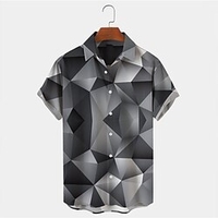 Homme Chemise Chemise hawa enne 3D Print Imprimés Photos Col rabattu Gris Extérieur Plein Air Manches courtes Bouton bas Imprimer Vêtement Tenue Tropique Mode Hawa en Design miniinthebox