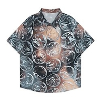 Homme Chemise Chemise hawa enne 3D Print Imprimés Photos Portrait Bulle Col rabattu Jaune Extérieur Plein Air Manches courtes Bouton bas Imprimer Vêtement Tenue Tropique Mode Hawa en Design miniinthebox