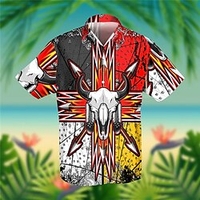 Homme Chemise Chemise hawa enne Abstrait Imprimés Photos Col rabattu Rouge Casual Vacances Manche Courte Bouton bas Imprimer Vêtement Tenue Tropique Mode Hawa en Flexible miniinthebox