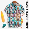 Homme Chemise Chemise hawa enne Animal Chien Imprimés Photos Col rabattu Jaune Bleu Plein Air Casual Manches courtes Bouton bas Imprimer Vêtement Tenue Tropique Mode Hawa en Design miniinthebox
