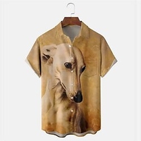 Homme Chemise Chemise hawa enne Animal Chien Imprimés Photos Perroquet Col rabattu Jaune Bleu Marron Extérieur Plein Air Manches courtes Bouton bas Imprimer Vêtement Tenue Tropique Mode Hawa en Design miniinthebox