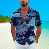 Homme Chemise Chemise hawa enne Animal Floral Imprimés Photos Col rabattu Bleu Gris Casual Vacances Manche Courte Bouton bas Imprimer Vêtement Tenue Tropique Mode Hawa en Flexible miniinthebox