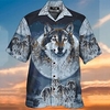 Homme Chemise Chemise hawa enne Animal Loup Imprimés Photos Col rabattu Gris Casual Vacances Manche Courte Bouton bas Imprimer Vêtement Tenue Tropique Mode Hawa en Flexible miniinthebox