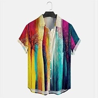 Homme Chemise Chemise hawa enne Arbre Imprimés Photos Col rabattu Arc-en-ciel Extérieur Plein Air Manches courtes Bouton bas Imprimer Vêtement Tenue Tropique Mode Hawa en Design miniinthebox