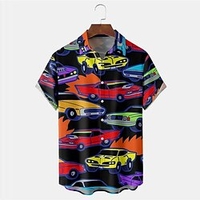 Homme Chemise Chemise hawa enne Automatique Imprimés Photos Col rabattu Noir Extérieur Plein Air Manches courtes Bouton bas Imprimer Vêtement Tenue Tropique Mode Hawa en Design miniinthebox