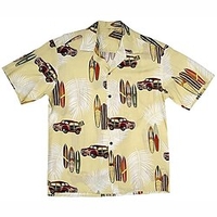 Homme Chemise Chemise hawa enne Automatique Imprimés Photos Feuilles Planche de surf Col rabattu Noir Jaune Bleu Casual Vacances Manche Courte Bouton bas Imprimer Vêtement Tenue Tropique Mode Hawa en miniinthebox