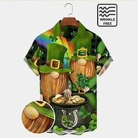 Homme Chemise Chemise hawa enne Bande dessinée Floral Imprimés Photos Clover Col rabattu Vert Extérieur Plein Air Manches courtes Bouton bas Imprimer Vêtement Tenue Tropique Mode Hawa en Design miniinthebox