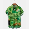 Homme Chemise Chemise hawa enne Bande dessinée Lettre Jour de la Saint Patrick Fête de la St. Patrick Clover Col rabattu Vert Extérieur Plein Air Manches courtes Bouton bas Imprimer Vêtement Tenue miniinthebox