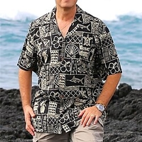 Homme Chemise Chemise hawa enne Bloc de couleur Imprimés Photos Graffiti Col rabattu Noir bleu marine Bleu Casual Vacances Manche Courte Bouton bas Imprimer Vêtement Tenue Tropique Mode Hawa en miniinthebox