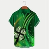 Homme Chemise Chemise hawa enne Chat Imprimés Photos Clover Col rabattu Vert foncé Vert Extérieur Plein Air Manches courtes Bouton bas Imprimer Vêtement Tenue Tropique Mode Hawa en Design miniinthebox