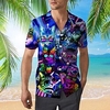 Homme Chemise Chemise hawa enne Chat Imprimés Photos Col rabattu Violet Casual Vacances Manche Courte Bouton bas Imprimer Vêtement Tenue Mode Exagéré Frais Hawa en miniinthebox
