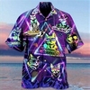 Homme Chemise Chemise hawa enne Chat Imprimés Photos Col rabattu Violet Casual Vacances Manche Courte Bouton bas Imprimer Vêtement Tenue Vêtement de rue Frais Hawa en Design miniinthebox