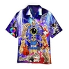 Homme Chemise Chemise hawa enne Chat Imprimés Photos Pierre Guitare Col rabattu Violet Casual Vacances Manche Courte Bouton bas Imprimer Vêtement Tenue Tropique Mode Hawa en Flexible miniinthebox