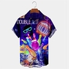Homme Chemise Chemise hawa enne Chat Lettre Imprimés Photos Boule de bowling Col rabattu Violet Extérieur Plein Air Manches courtes Bouton bas Imprimer Vêtement Tenue Tropique Mode Hawa en Design miniinthebox