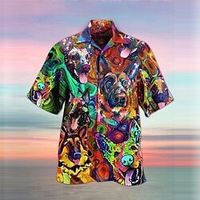 Homme Chemise Chemise hawa enne Chien Imprimés Photos Peinture à l
