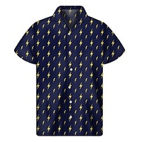 Homme Chemise Chemise hawa enne Éclair Imprimés Photos Col rabattu bleu marine Casual Vacances Manche Courte Bouton bas Imprimer Vêtement Tenue Tropique Mode Hawa en Flexible miniinthebox