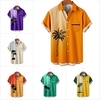 Homme Chemise Chemise hawa enne Cocotier Imprimés Photos Col rabattu Abricot Jaune Rouge Violet Orange Extérieur Plein Air Manches courtes Bouton bas Imprimer Vêtement Tenue Tropique Mode Hawa en miniinthebox