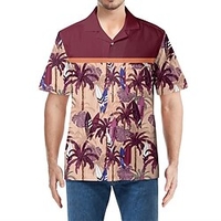 Homme Chemise Chemise hawa enne Cocotier Imprimés Photos Col rabattu Abricot Jaune Vin Bleu Vert foncé Casual Vacances Manche Courte Bouton bas Imprimer Vêtement Tenue Tropique Mode Hawa en Flexible miniinthebox