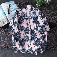 Homme Chemise Chemise hawa enne Cocotier Imprimés Photos Col rabattu Blanche Rose Claire Plein Air Casual Manches courtes Bouton bas Imprimer Vêtement Tenue Tropique Mode Hawa en Design miniinthebox
