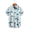 Homme Chemise Chemise hawa enne Cocotier Imprimés Photos Col rabattu Bleu Extérieur Plein Air Manches courtes Bouton bas Imprimer Vêtement Tenue Tropique Mode Hawa en Design miniinthebox