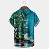 Homme Chemise Chemise hawa enne Cocotier Imprimés Photos Col rabattu Bleu Extérieur Plein Air Manches courtes Bouton bas Imprimer Vêtement Tenue Tropique Mode Hawa en Design miniinthebox
