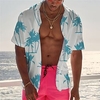 Homme Chemise Chemise hawa enne Cocotier Imprimés Photos Col rabattu Bleu Gris Plein Air Casual Manches courtes Bouton bas Imprimer Vêtement Tenue Tropique Mode Hawa en Design miniinthebox