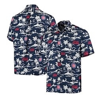 Homme Chemise Chemise hawa enne Cocotier Imprimés Photos Col rabattu bleu marine Plein Air Casual Manches courtes Bouton bas Imprimer Vêtement Tenue Tropique Mode Hawa en Design miniinthebox
