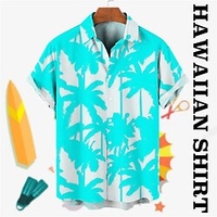 Homme Chemise Chemise hawa enne Cocotier Imprimés Photos Col rabattu Bleu Vert Plein Air Casual Manches courtes Bouton bas Imprimer Vêtement Tenue Tropique Mode Hawa en Design miniinthebox