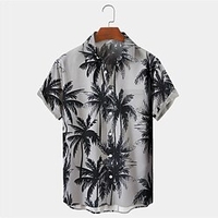 Homme Chemise Chemise hawa enne Cocotier Imprimés Photos Col rabattu Gris Extérieur Plein Air Manches courtes Bouton bas Imprimer Vêtement Tenue Tropique Mode Hawa en Design miniinthebox