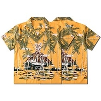 Homme Chemise Chemise hawa enne Cocotier Imprimés Photos Col rabattu Jaune Casual Vacances Manche Courte Bouton bas Imprimer Vêtement Tenue Tropique Mode Hawa en Flexible miniinthebox