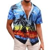 Homme Chemise Chemise hawa enne Cocotier Imprimés Photos Col rabattu Jaune Rouge Bleu Orange Vert Plein Air Casual Manches courtes Bouton bas Imprimer Vêtement Tenue Tropique Mode Hawa en Design miniinthebox