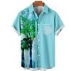 Homme Chemise Chemise hawa enne Cocotier Imprimés Photos Col rabattu Noir Bleu Bleu Poudré Bleu de minuit Gris Extérieur Plein Air Manches courtes Bouton bas Imprimer Vêtement Tenue Tropique Mode miniinthebox