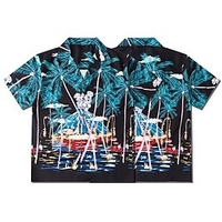Homme Chemise Chemise hawa enne Cocotier Imprimés Photos Col rabattu Noir Casual Vacances Manche Courte Bouton bas Imprimer Vêtement Tenue Tropique Mode Hawa en Flexible miniinthebox