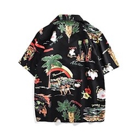 Homme Chemise Chemise hawa enne Cocotier Imprimés Photos Col rabattu Noir Casual Vacances Manche Courte Bouton bas Imprimer Vêtement Tenue Tropique Mode Hawa en Flexible miniinthebox