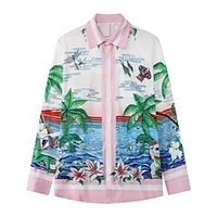 Homme Chemise Chemise hawa enne Cocotier Imprimés Photos Col rabattu Rose Claire Extérieur Casual manche longue Bouton bas Imprimer Vêtement Tenue Mode Vêtement de rue Design Flexible miniinthebox