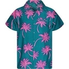 Homme Chemise Chemise hawa enne Cocotier Imprimés Photos Col rabattu Vin Rose Claire Rose poussiéreuse Rouge Bleu Roi Casual Vacances Manche Courte Bouton bas Imprimer Vêtement Tenue Tropique Mode miniinthebox