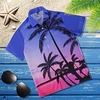 Homme Chemise Chemise hawa enne Cocotier Imprimés Photos Col rabattu Violet Casual Vacances Manche Courte Bouton bas Imprimer Vêtement Tenue Tropique Mode Hawa en Flexible miniinthebox