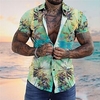 Homme Chemise Chemise hawa enne Cocotier Imprimés Photos Col rabattu Violet Vert Plein Air Casual Manches courtes Bouton bas Imprimer Vêtement Tenue Tropique Mode Hawa en Design miniinthebox