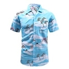 Homme Chemise Chemise hawa enne Cocotier Imprimés Photos La vie marine Col rabattu Bleu clair Casual Sortie Manches courtes Bouton bas Imprimer Vêtement Tenue Tropique Hawa en Design Casual miniinthebox
