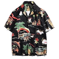 Homme Chemise Chemise hawa enne Cocotier Imprimés Photos Plage Col rabattu Noir Casual Vacances Manche Courte Bouton bas Imprimer Vêtement Tenue Tropique Mode Hawa en Flexible miniinthebox