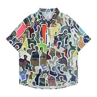 Homme Chemise Chemise hawa enne Cocotier Imprimés Photos Portrait Col rabattu Blanche Bleu Extérieur Plein Air Manches courtes Bouton bas Imprimer Vêtement Tenue Tropique Mode Hawa en Design miniinthebox