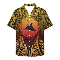 Homme Chemise Chemise hawa enne Cocotier Imprimés Photos Totem Col rabattu Jaune Bleu Marron Casual Vacances Manche Courte Bouton bas Imprimer Vêtement Tenue Tropique Mode Hawa en Flexible miniinthebox